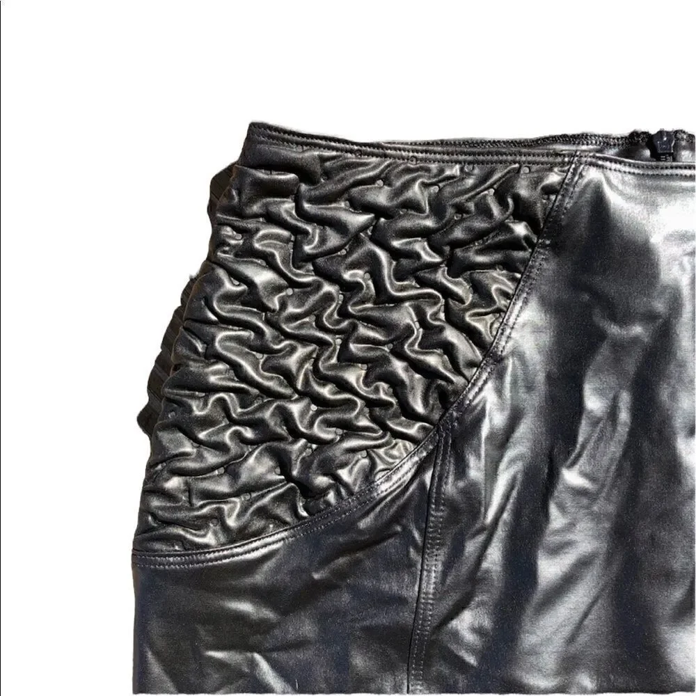 PATRICE CATANZARO FRANCE Wet Look Black “Terry Skirt” Size Medium